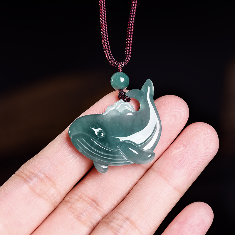 Jewelry & Watches Spółka Z Ograniczoną Odpowiedzialnością Sp Z Oo - Natuurlijke Birmese Jadeiet Walvis Hanger Ketting