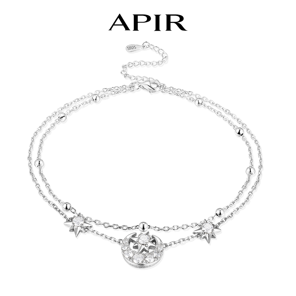 Anklet Foot Chain - APIR Sparkling Moissanite Ster Maan Enkelbandje