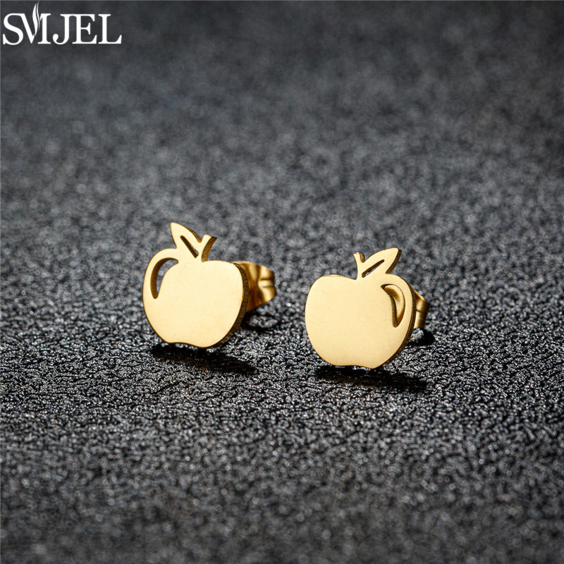 Eve Jewelry & Watches Distribuidor Oficial Rolex - Grappige roestvrijstalen Apple Stud Oorbellen voor