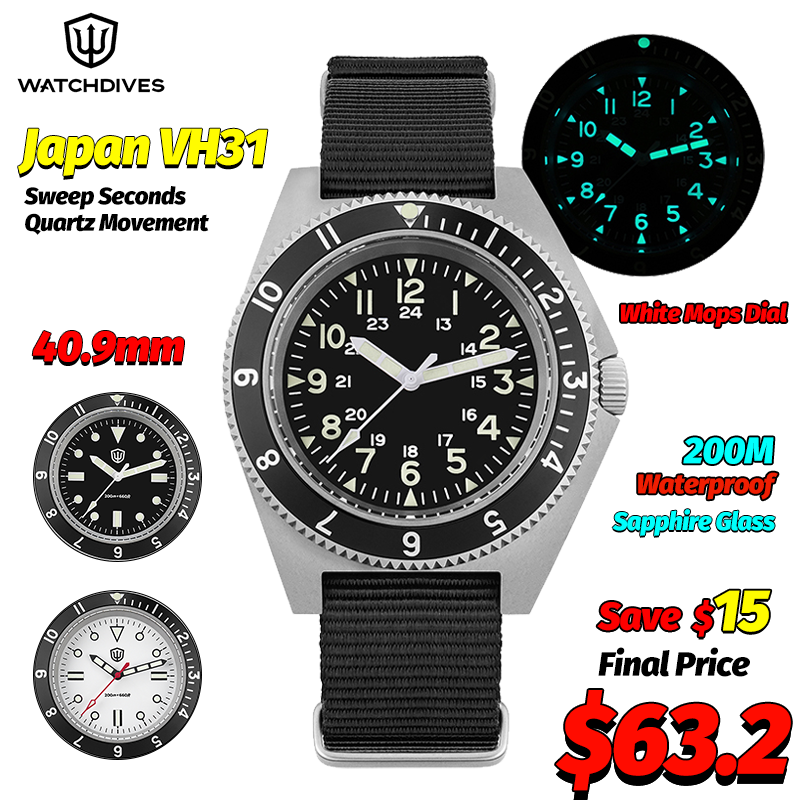 Jewelry And Watches - Watchdives WD1972 Quartz Horloge Saffier Lichtgevende