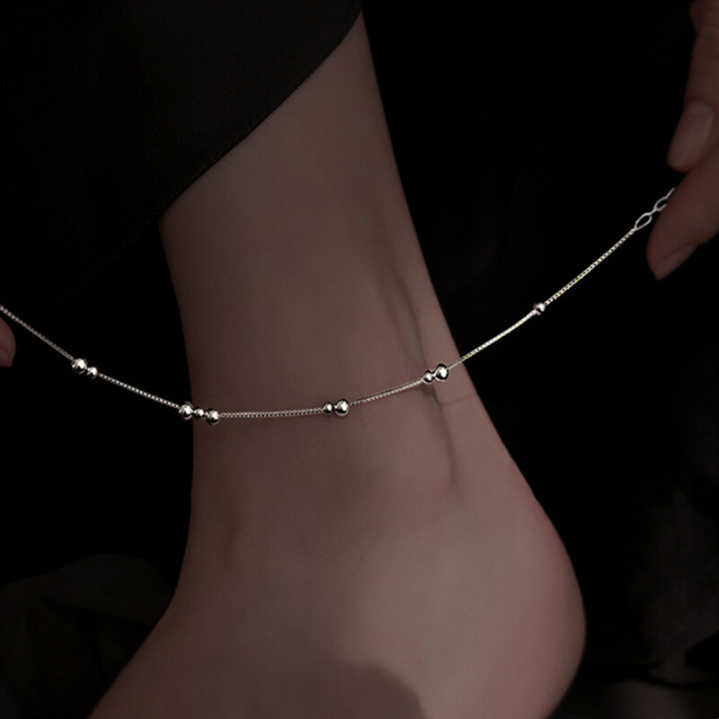 Anklet Foot Chain - 925 Sterling Zilver Geometrische Ronde Kraal