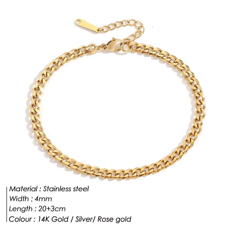 4MM Rvs Eenvoudige Cubaanse Ke - Anklet Foot Chain recensie en prijs